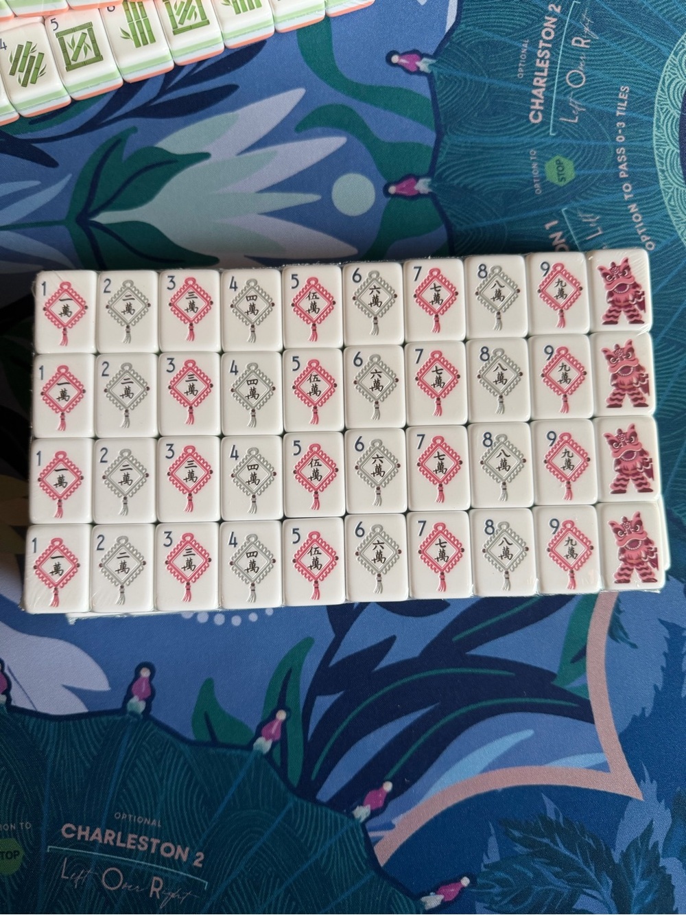Coral Pink, Green and Light Blue Mahjong Tiles - Picture 5 of 7